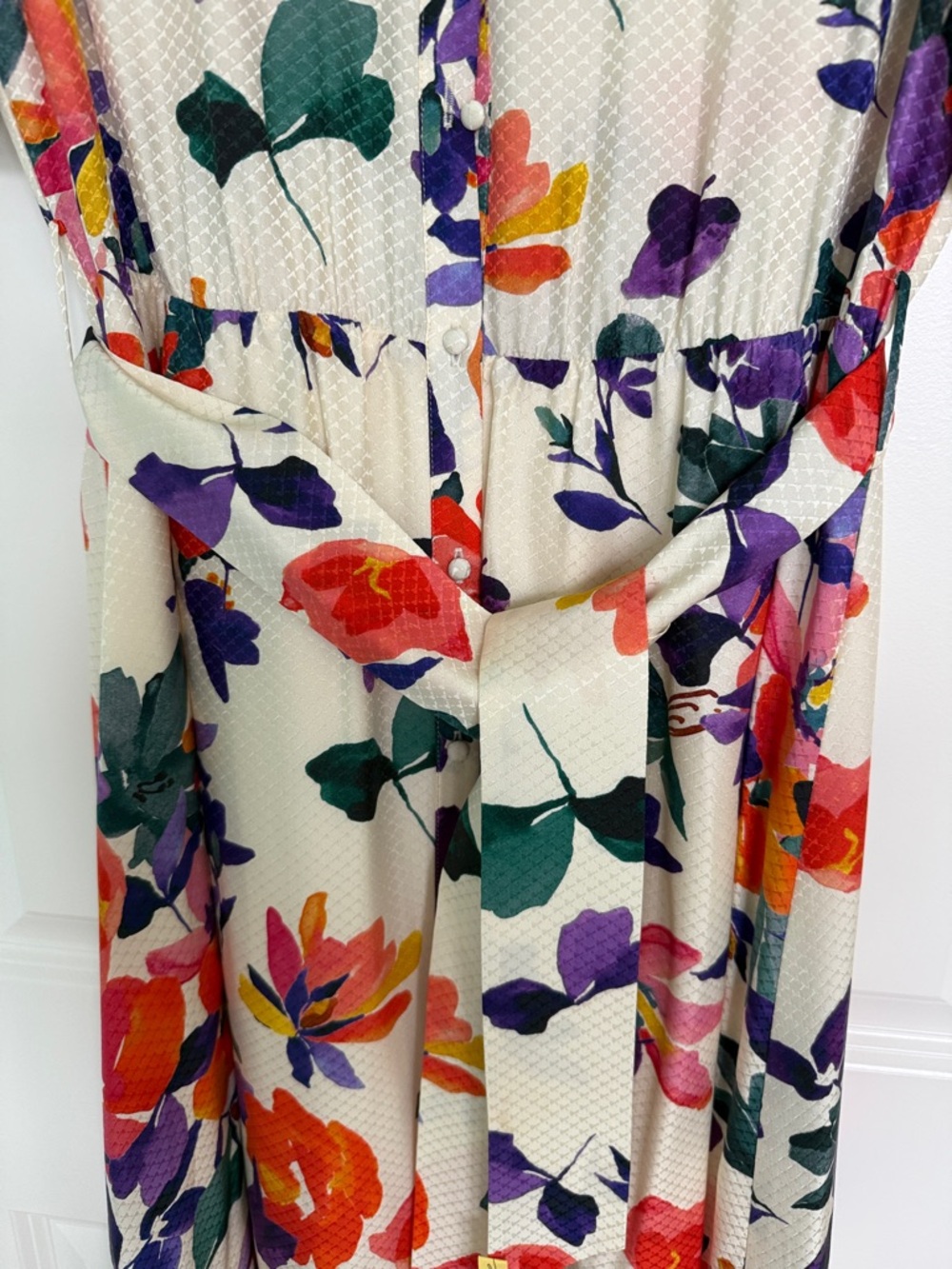 Women Sezane Midi Shirt Dress Purple, Orange, Green & Pink Floral Print size 38 - Picture 5 of 5